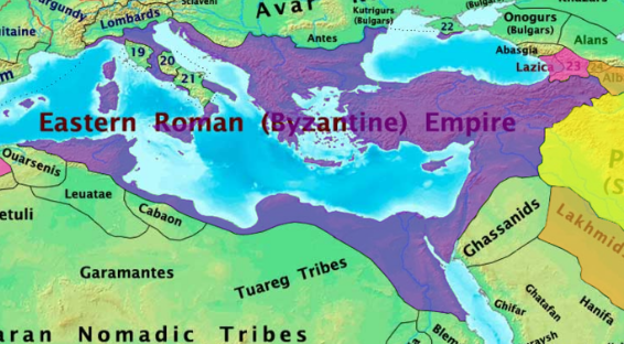 Map of the Eastern Roman (Byzantine) Empire