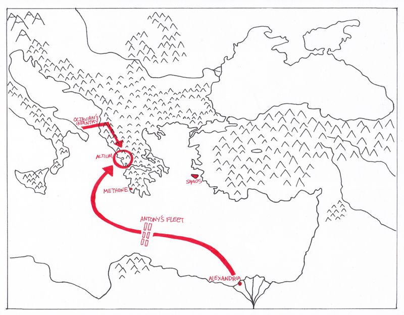 Map of the war between Octavian and Antony/Cleopatra