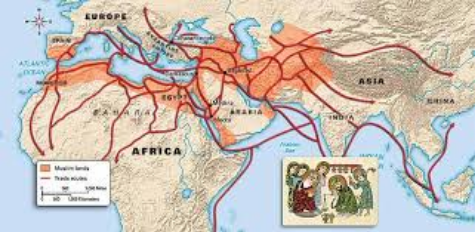 Map of trade routes spreading Islam