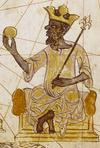 Mansa Musa holding a gold coin